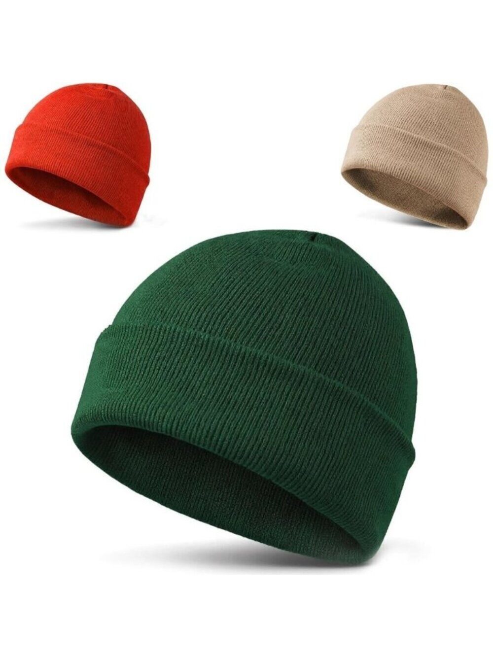 Men's 3-pack Red Beige Green Spring Summer Autumn Winter Slouchy Beanies Hats